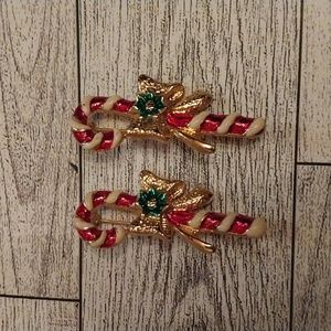 Christmas candycane pins set of 2